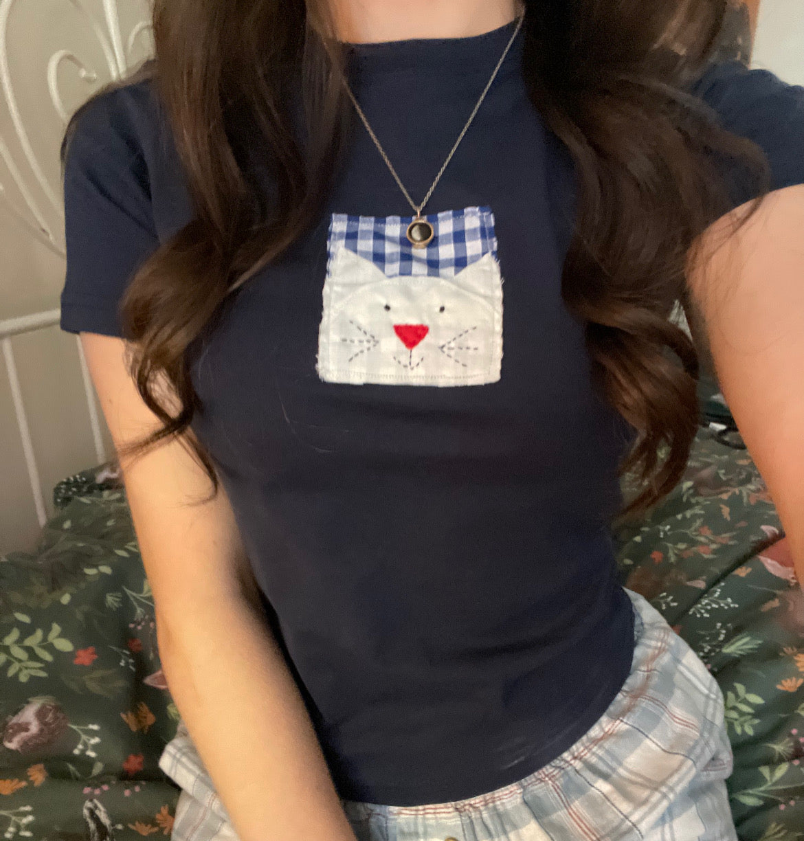 navy cat tee