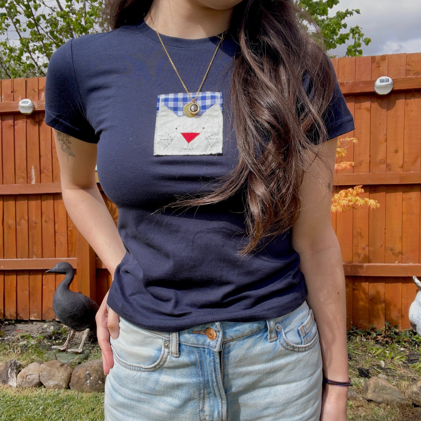 navy cat tee
