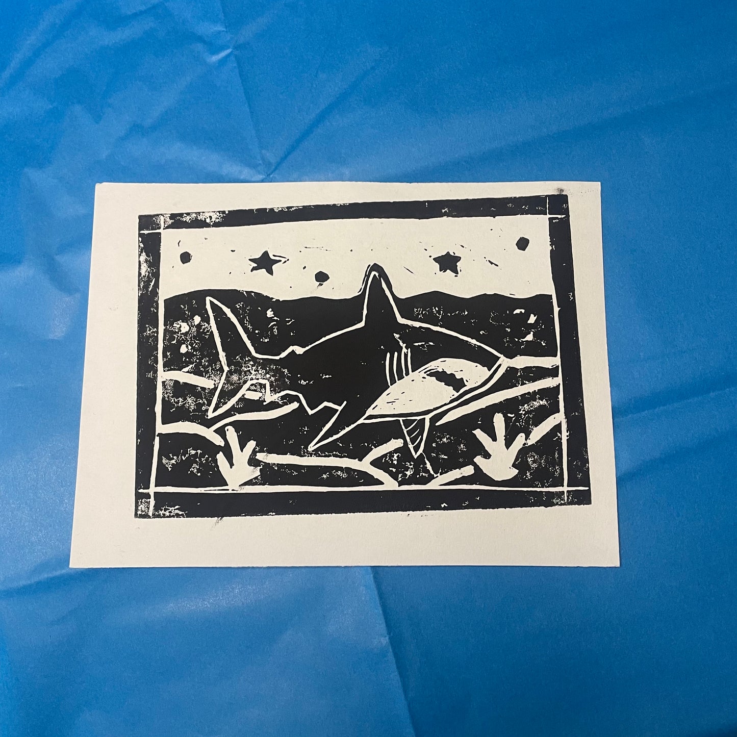 shark lino print