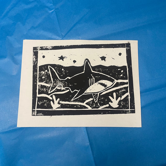 shark lino print