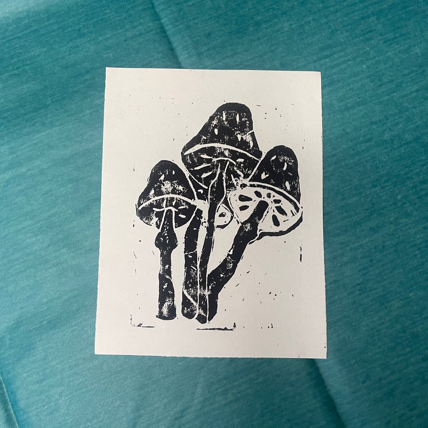 mushroom lino print