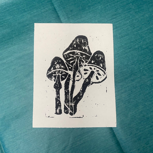 mushroom lino print