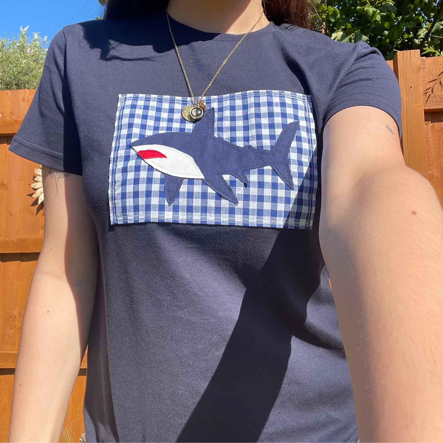 navy shark tee