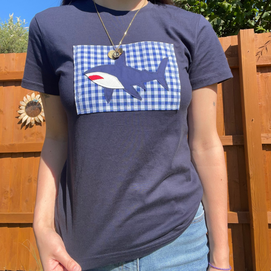 navy shark tee