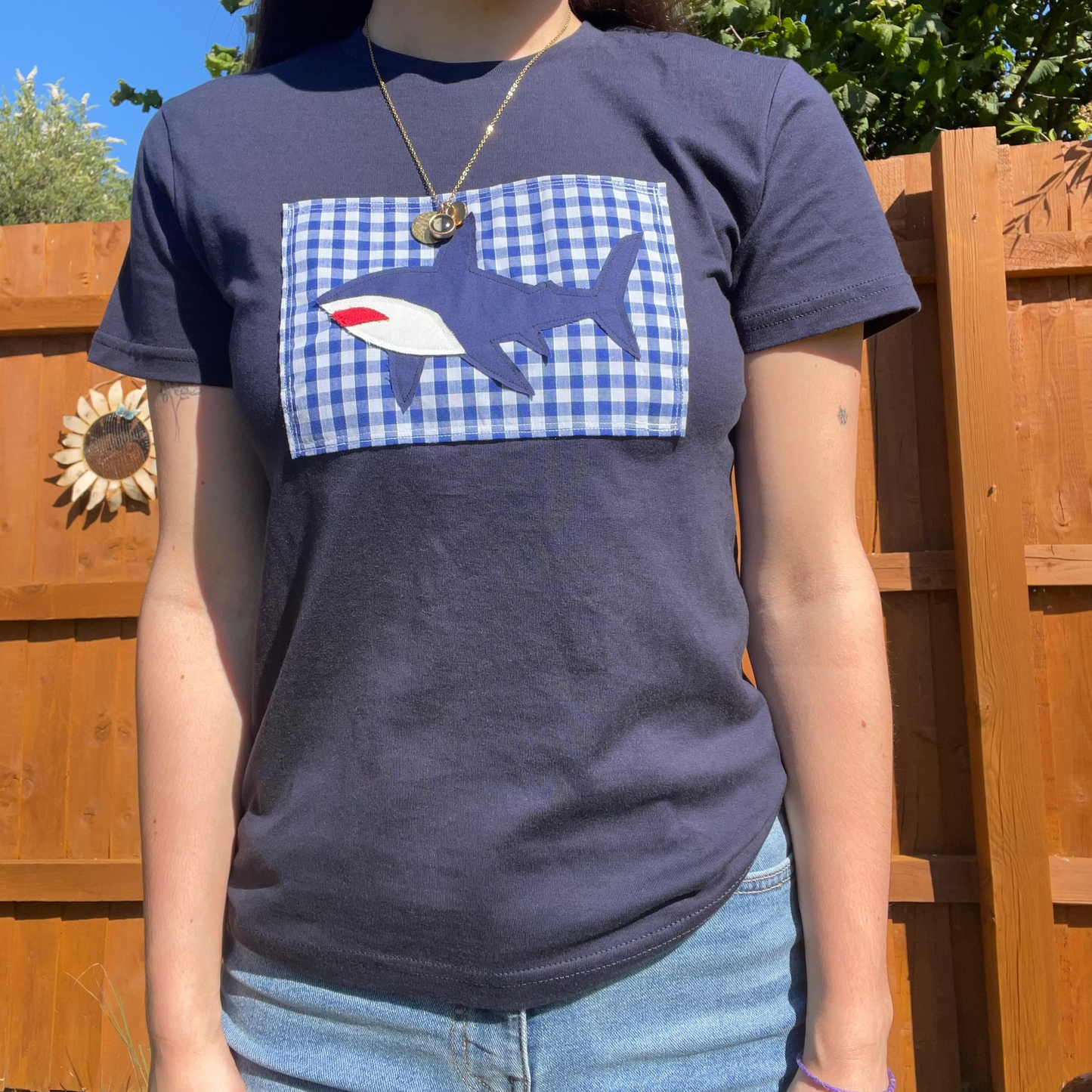 navy shark tee