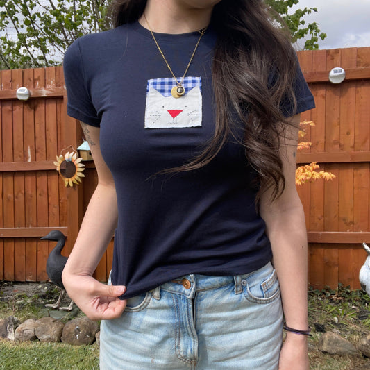 navy cat tee