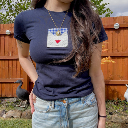 navy cat tee