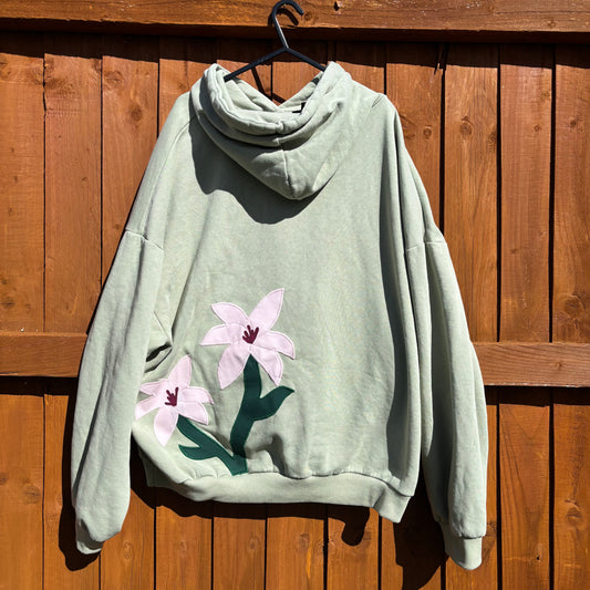 upcycled flower hoodie