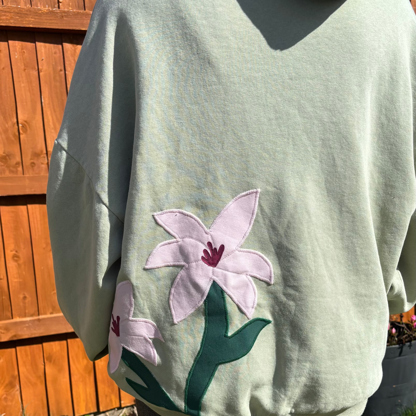 upcycled flower hoodie