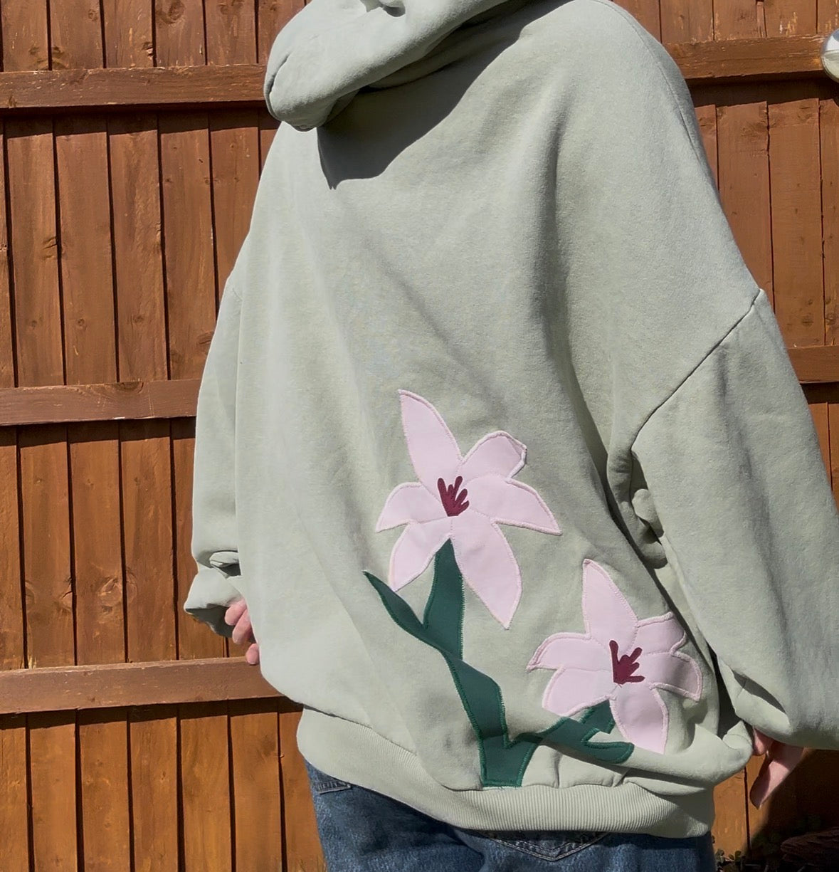upcycled flower hoodie