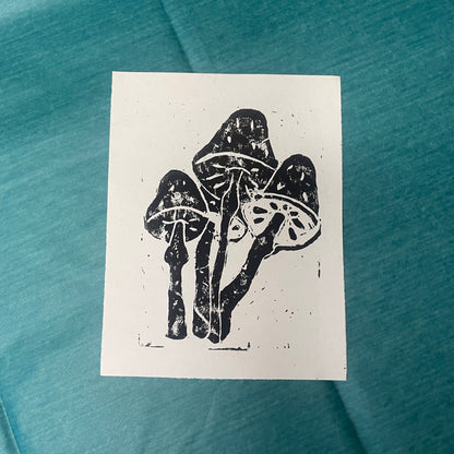 mushroom lino print